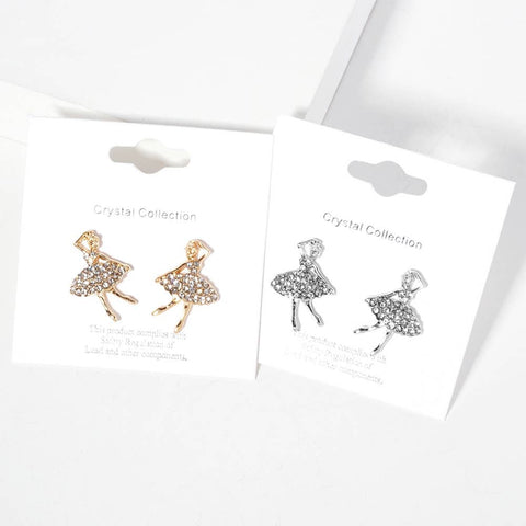 Crystal Paved Ballerina Stud Earrings