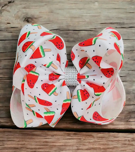 WATERMELON POPSICLE PRINTED HAIR BOW.