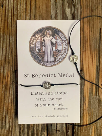 St Benedict Wish Bracelet Round Religious Medallion