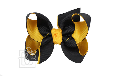 Layered Grosgrain Bow (Yellow Gold & Black)