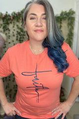 NEW FAITH CROSS CORAL NAVY SUMMER FAITH GRAPHIC TEE