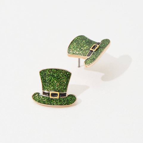 Celebrate Saint Patrick's Day with a Green Hat Post Earring
