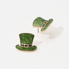 Celebrate Saint Patrick's Day with a Green Hat Post Earring