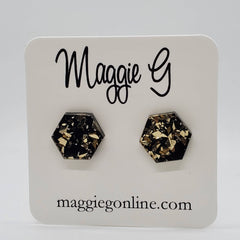 Black and gold Octagon Stud