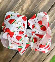 WATERMELON POPSICLE PRINTED HAIR BOW.