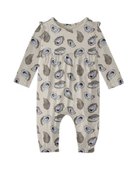 Coastal Oysters Long Sleeve Flutter Romper