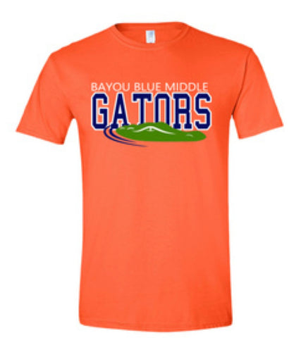 Bayou Blue Middle Gators Orange Tee with Gator