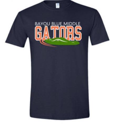 Bayou Blue Middle Gators Orange Tee with Gator