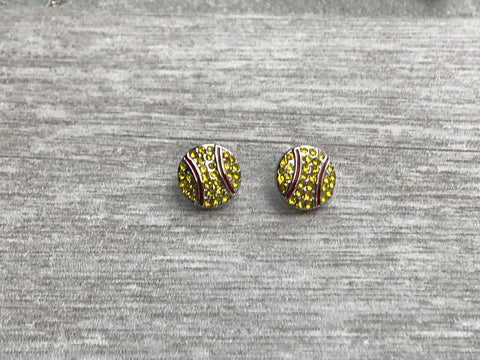 Softball Rhinestone Earrings