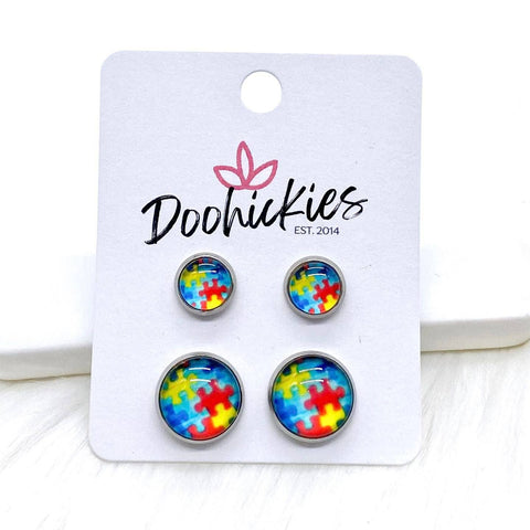 Autism Awareness Mommy & Me in Stainless SS -Earrings