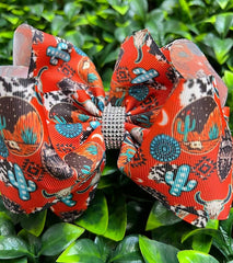 DESSERT CACTUS, CONCHO PRINTED HAIR BOW.