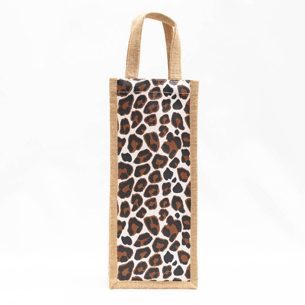 Leopard Wine Bag   Natural/Black/Gold   6x14x4