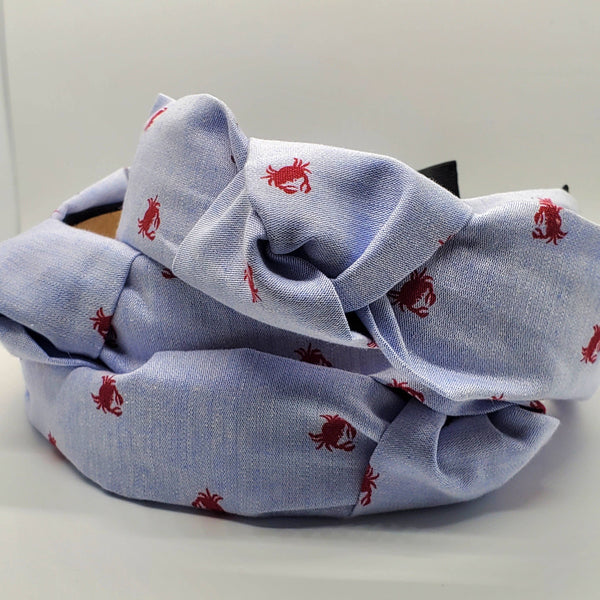 Knotted Crab on Blue Chambray Headband