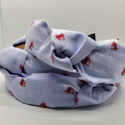 Knotted Crab on Blue Chambray Headband