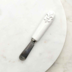 Fleur de Lis Spreader   White   1x5.75x0.75