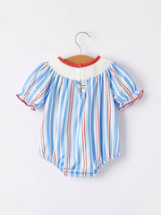 Flag Medal Ice Cream Smock Embroidery Baby Girl Romper
