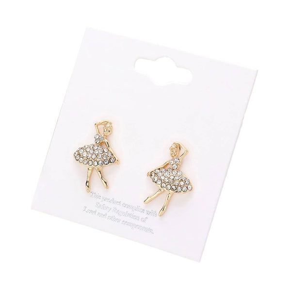 Crystal Paved Ballerina Stud Earrings