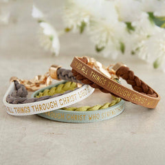 Wrapped In Love Philippians 4:13 - Brown Braided Bracelet