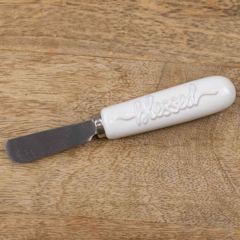 Blessed Embossed Spreader   White   6"