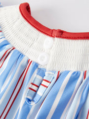 Flag Medal Ice Cream Smock Embroidery Baby Girl Romper