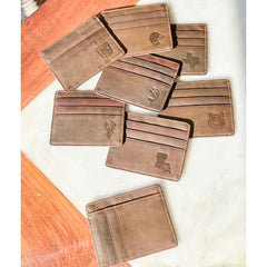 Duck Leather Embossed Slim Wallet   Dark Brown   3.5x4