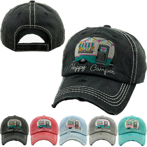 HAPPY CAMPER WASHED VINTAGE BALLCAP