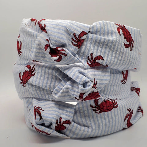 Crab  Knotted headband Handmade Seafood Headbands