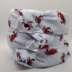 Crab  Knotted headband Handmade Seafood Headbands