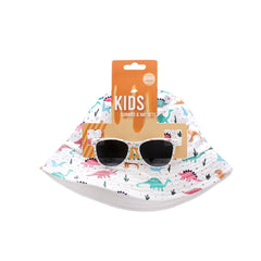 Boys Sunglasses with Dino Print and Bucket Hat New Sunglasse