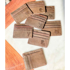 Fish Leather Embossed Slim Wallet   Dark Brown   3.5x4