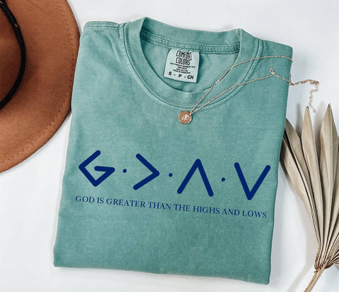 GOD IS GREATER Garment-Dyed FAITH GRAPHIC TEE