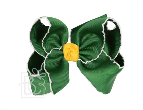 Crochet Edge Bows (Forest Green & Yellow Gold)