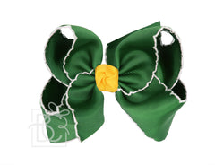Crochet Edge Bows (Forest Green & Yellow Gold)