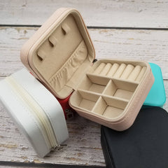 Leather Jewelry Box With Zipper Organizer Box