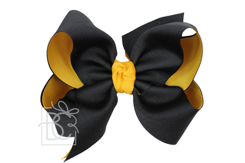 Layered Grosgrain Bow (Yellow Gold & Black)