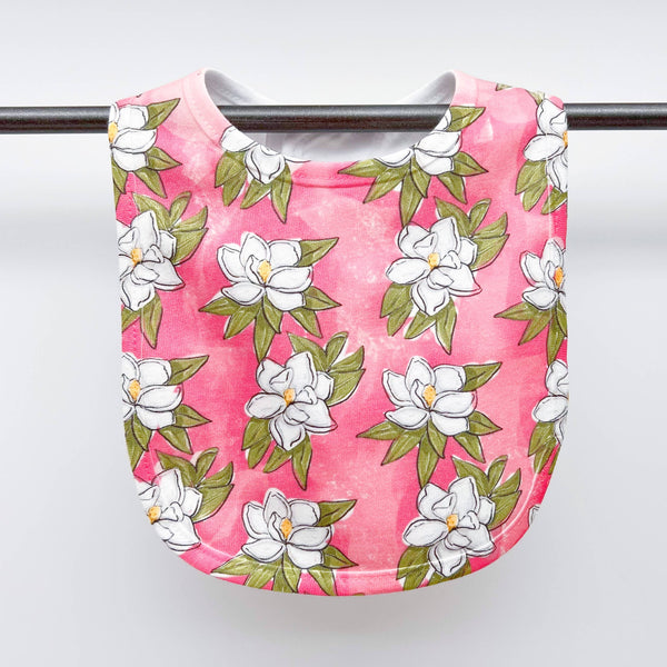 Magnolia Baby Bib - Pink Floral Girl Arrival Birthday Gift