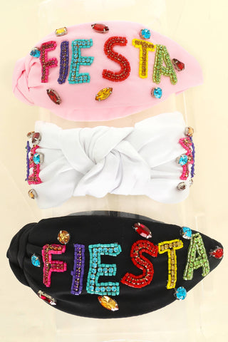 Fiesta Beaded Lettering Top Knotted Headband